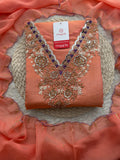Peach Zardozi Embroidered Kurta Set with Pants & Dupatta for Women | Traditional Ethnic Dress
