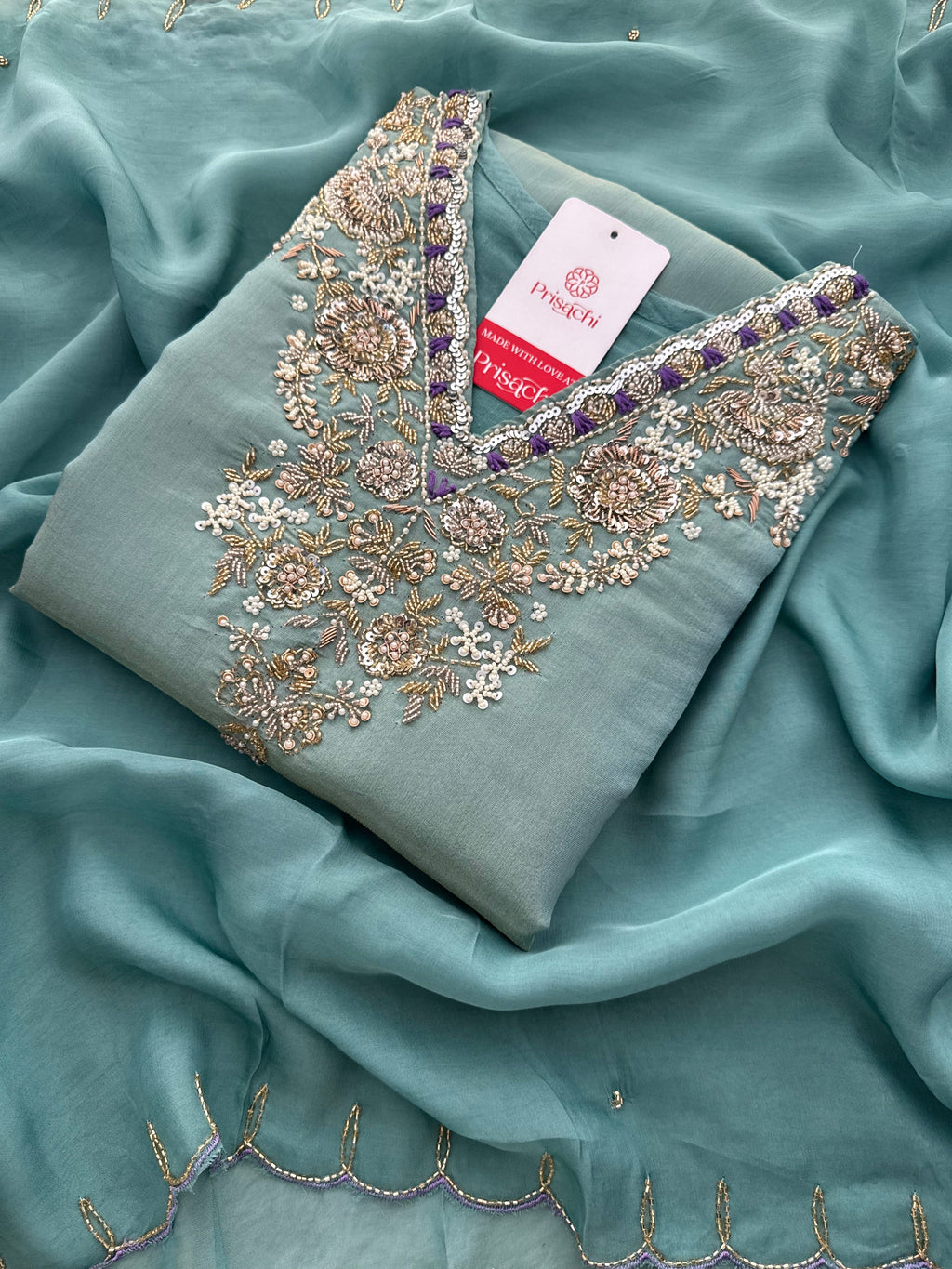 Designer Zardozi Embroidered Kurta Set with Pants & Dupatta for Women | Traditional Ethnic Party Wear Suit Set