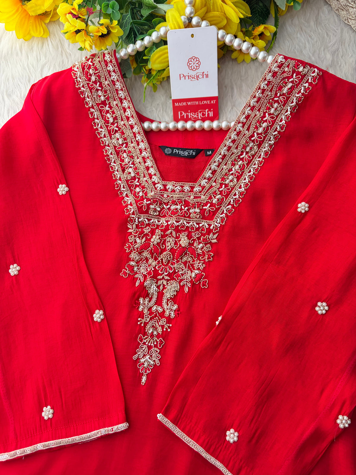Designer Embroidered Straight Kurta Set with Dupatta and Pants