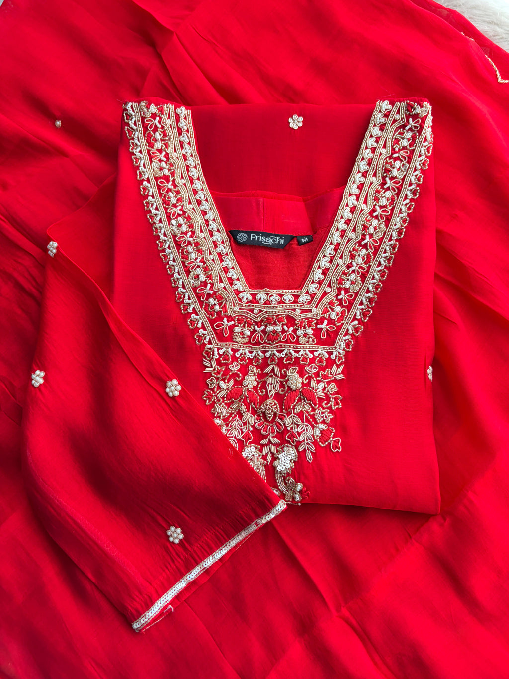 Designer Embroidered Straight Kurta Set with Dupatta and Pants