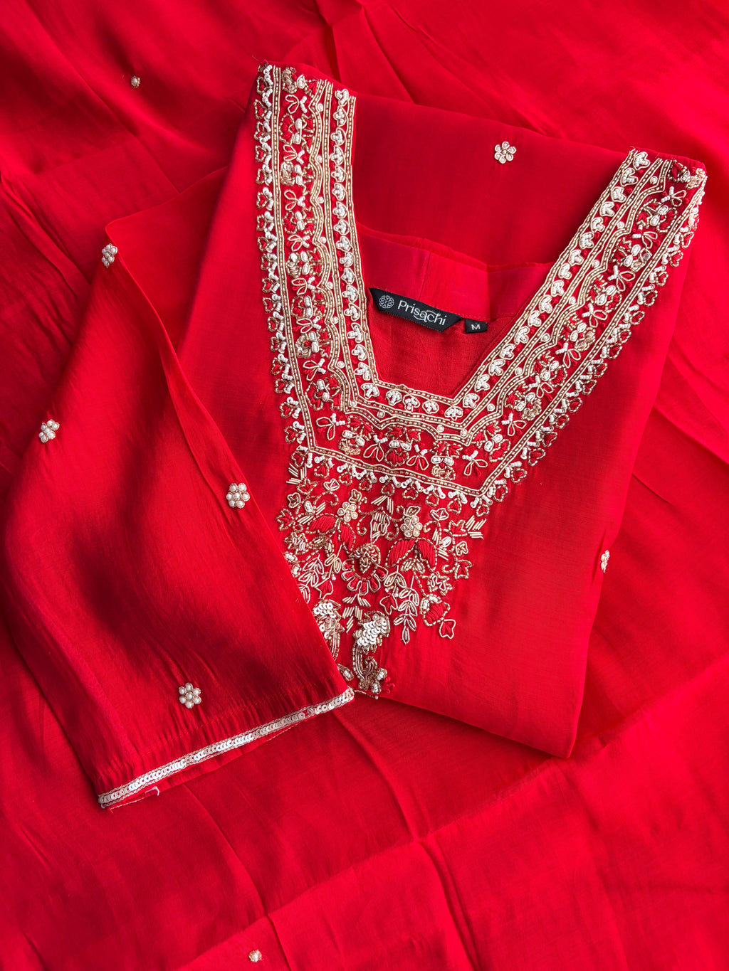 Designer Embroidered Straight Kurta Set with Dupatta and Pants