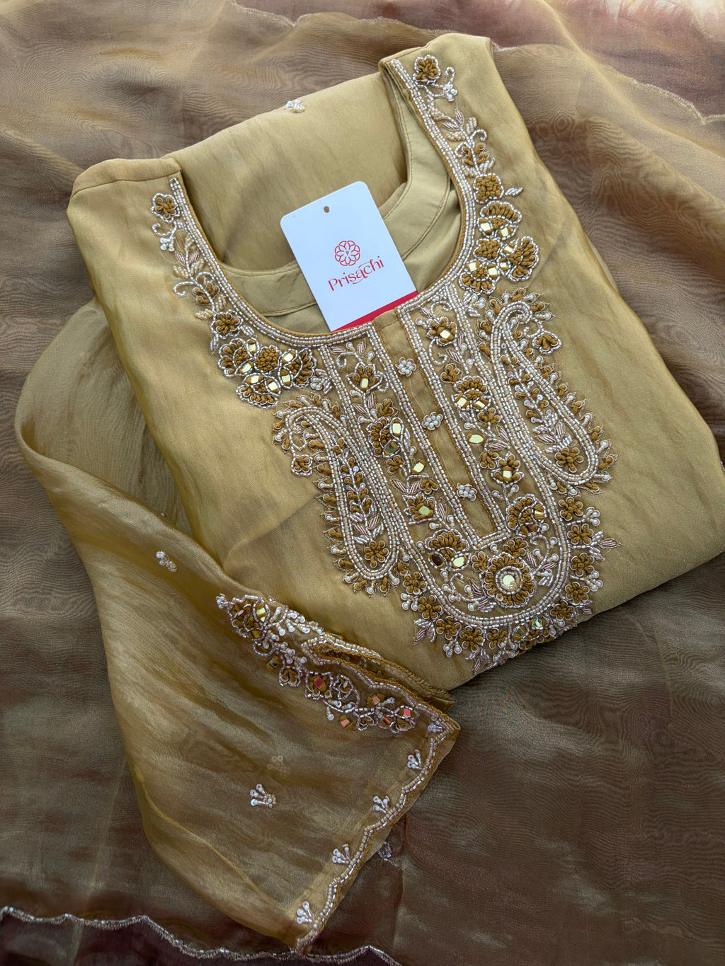 Yellow Zardozi Embroidered Ethnic Kurta Set for Women with Pants & Dupatta | Festive and Party Wear