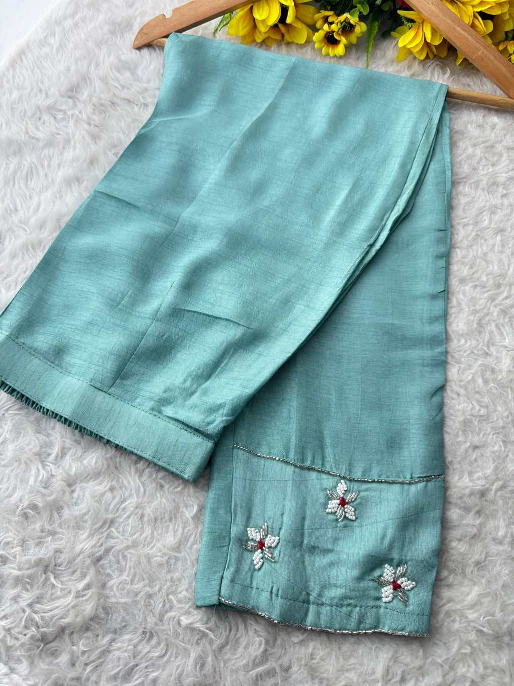 Sky Blue Zardozi Embroidered  Ethnic Kurta Set with Pants and Dupatta