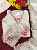 Off-white Embroidered Anarkali Kurta Set with Dupatta & Pants | Floral Festive Ethnic Suit