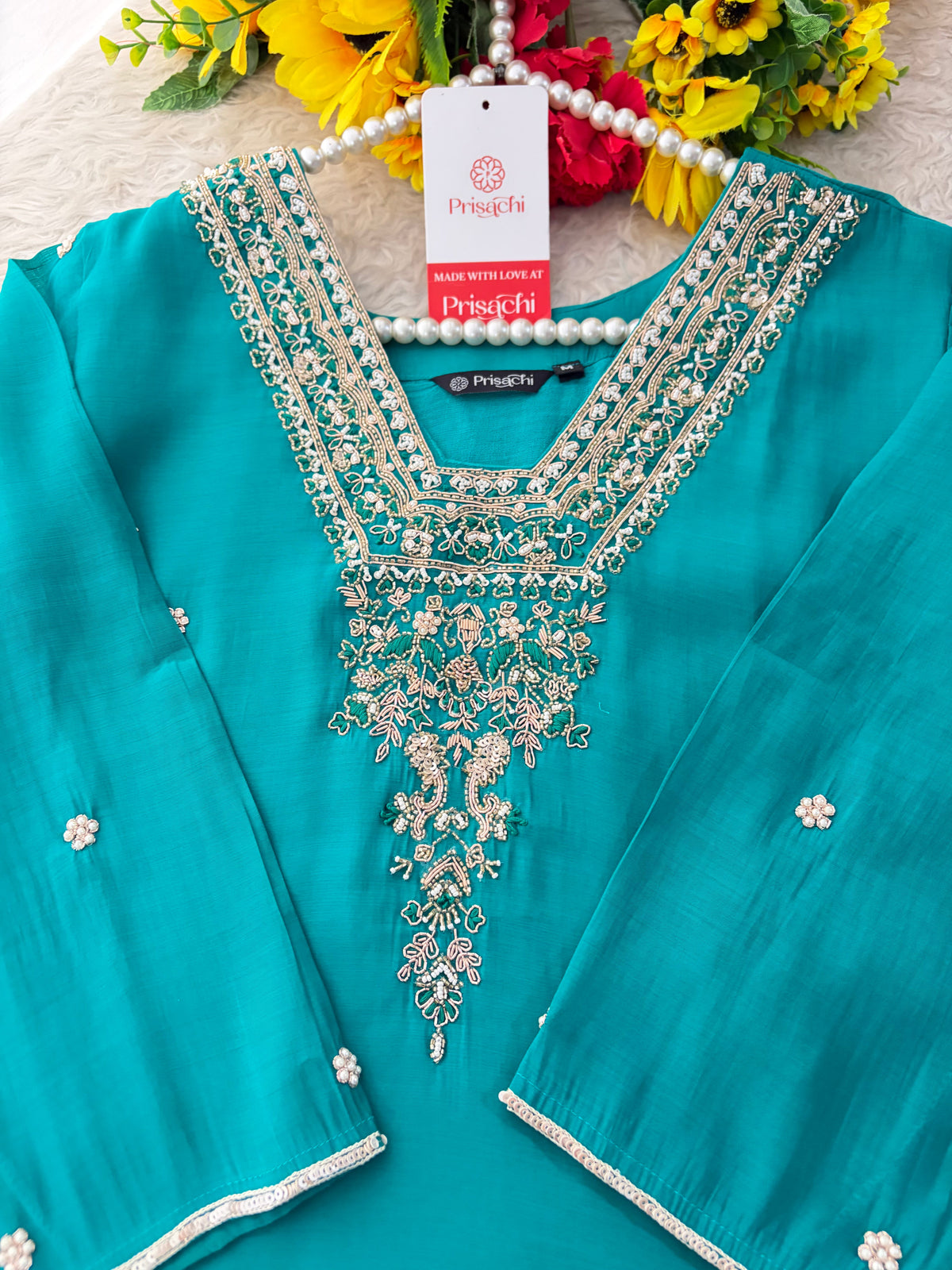 Designer Embroidered Straight Kurta Set with Dupatta and Pants