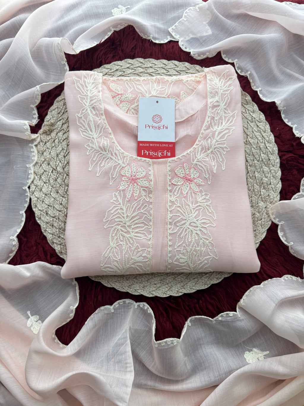 Elegant Floral Thread Embroidered Pastel Kurta Set with Pants and Dupatta | Festive, Casual & Office Wear
