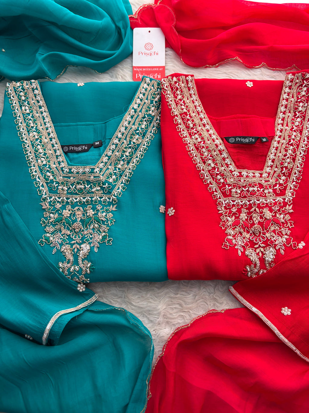 Designer Embroidered Straight Kurta Set with Dupatta and Pants