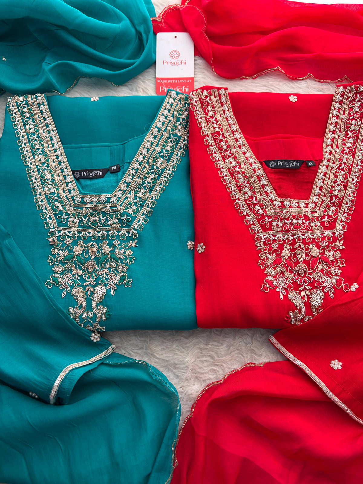 Designer Embroidered Straight Kurta Set with Dupatta and Pants