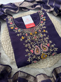 Deep Purple Designer Ethnic Embroidered Kurta Set with Banarasi Dupatta & Pants | Traditional Festive Wear