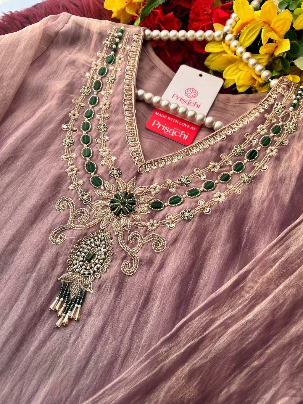 Zardozi Embroidered Ethnic A-Line Kurta Set With Palazzo Pants  | Festive & Party wear