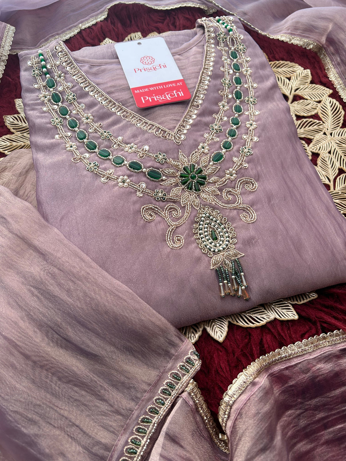 Zardozi Embroidered Ethnic A-Line Kurta Set With Palazzo Pants  | Festive & Party wear