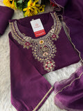 Designer Zardozi Embroidered Kurta Set with Pants & Dupatta for Women | Ethnic Festive & Wedding Wear