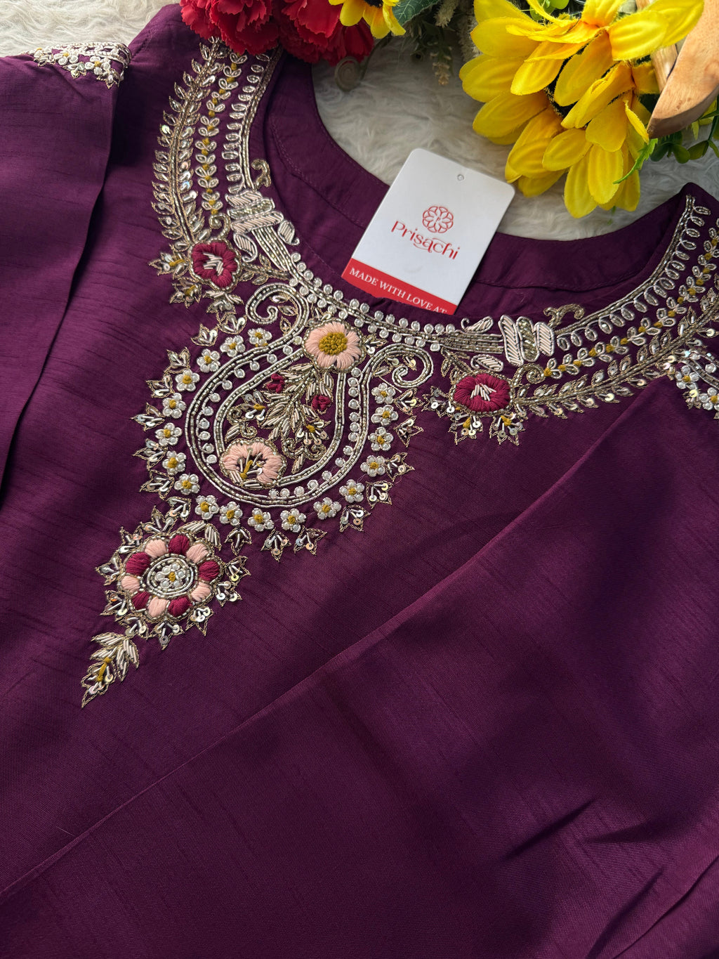 Designer Zardozi Embroidered Kurta Set with Pants & Dupatta for Women | Ethnic Festive & Wedding Wear