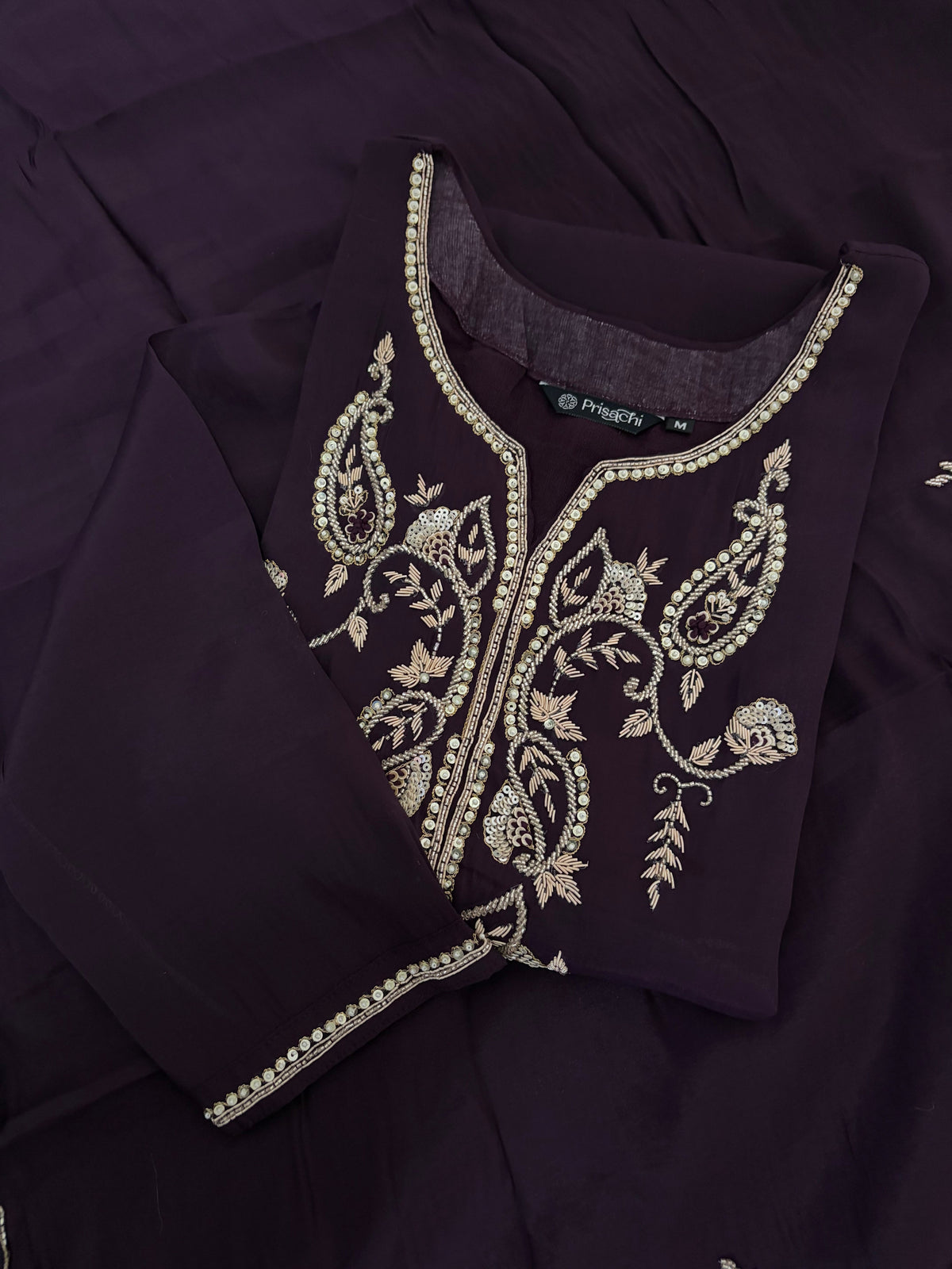 Deep Purple Embroidered Kurta Set With Pants & Dupatta For Women| Traditional, Festive & Party Wear