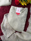 Mint Green Embroidered A-Line Ethnic Kurta Set with Dupatta & Pants