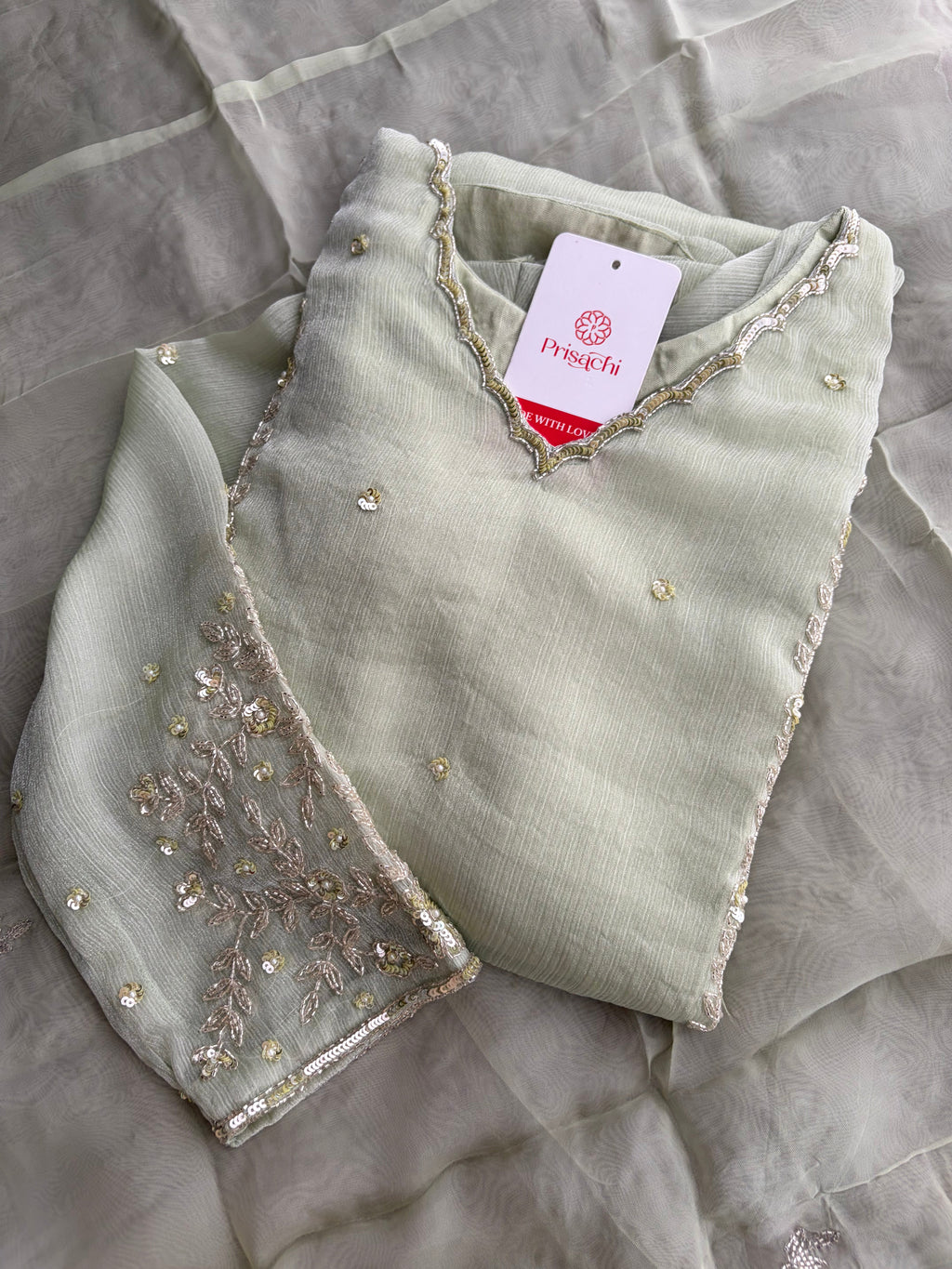 Mint Green Embroidered A-Line Ethnic Kurta Set with Dupatta & Pants