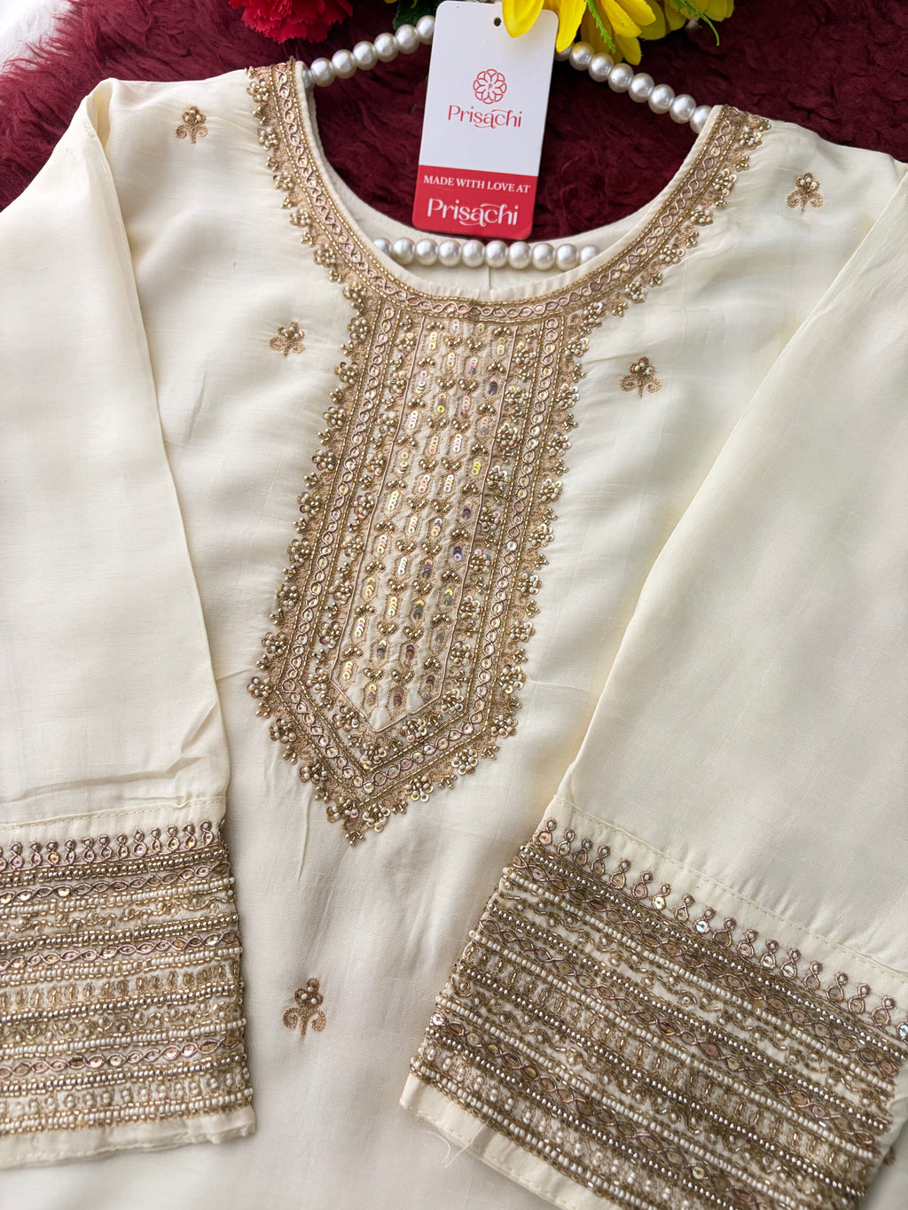 Zardozi Embroidered Kurta Set with Dupatta & Palazzo | Festive & Ethnic Wear