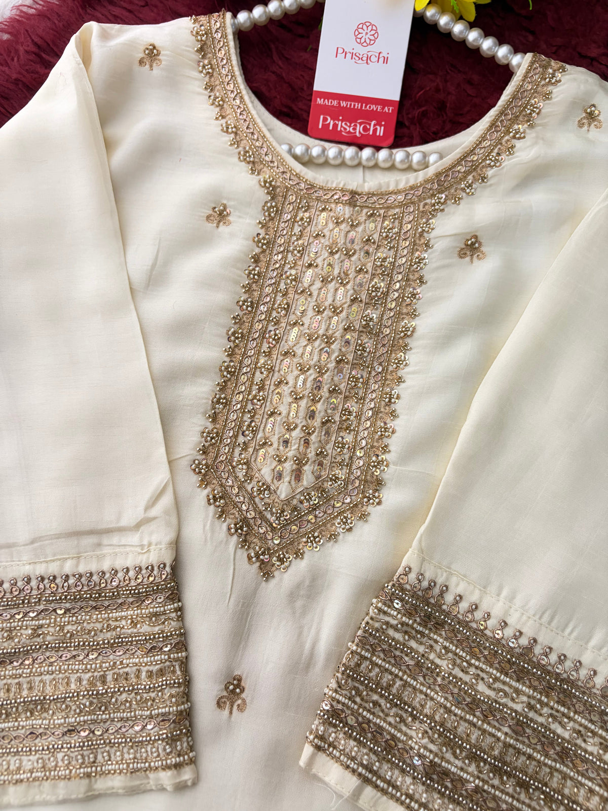 Zardozi Embroidered Kurta Set with Dupatta & Palazzo | Festive & Ethnic Wear