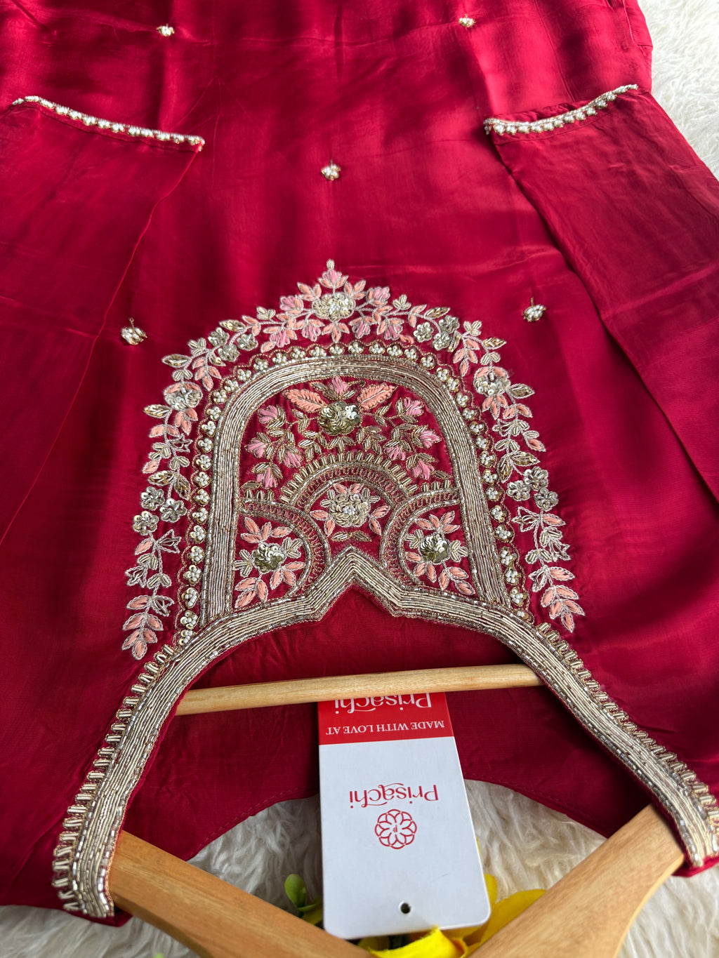 Maroon Designer Embroidered kurta set with pant and dupatta