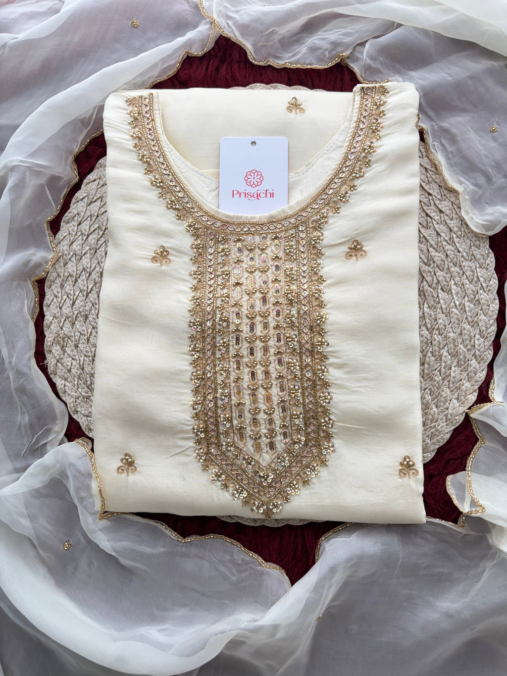 Zardozi Embroidered Kurta Set with Dupatta & Palazzo | Festive & Ethnic Wear