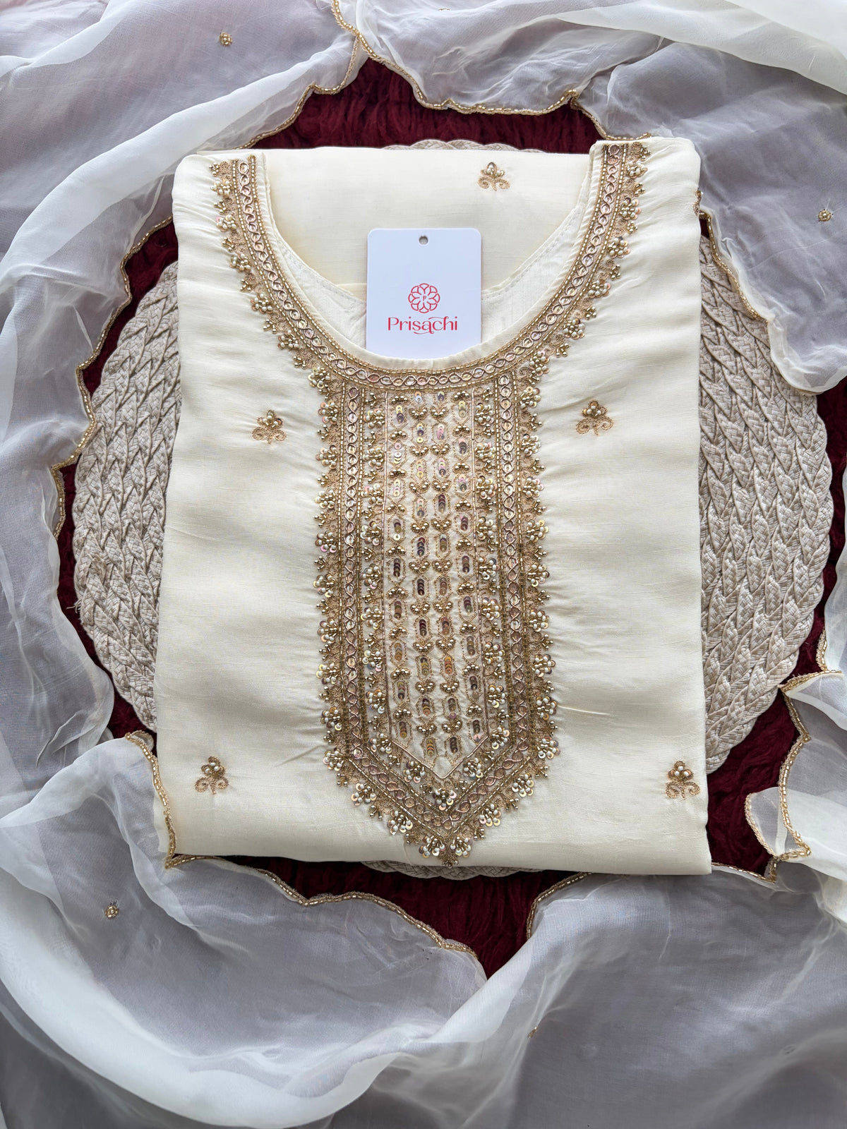 Zardozi Embroidered Kurta Set with Dupatta & Palazzo | Festive & Ethnic Wear