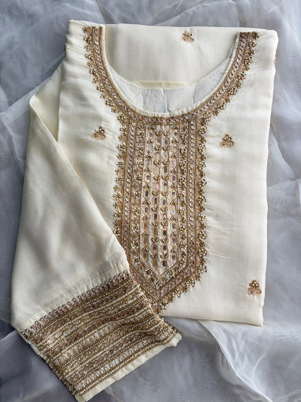 Zardozi Embroidered Kurta Set with Dupatta & Palazzo | Festive & Ethnic Wear