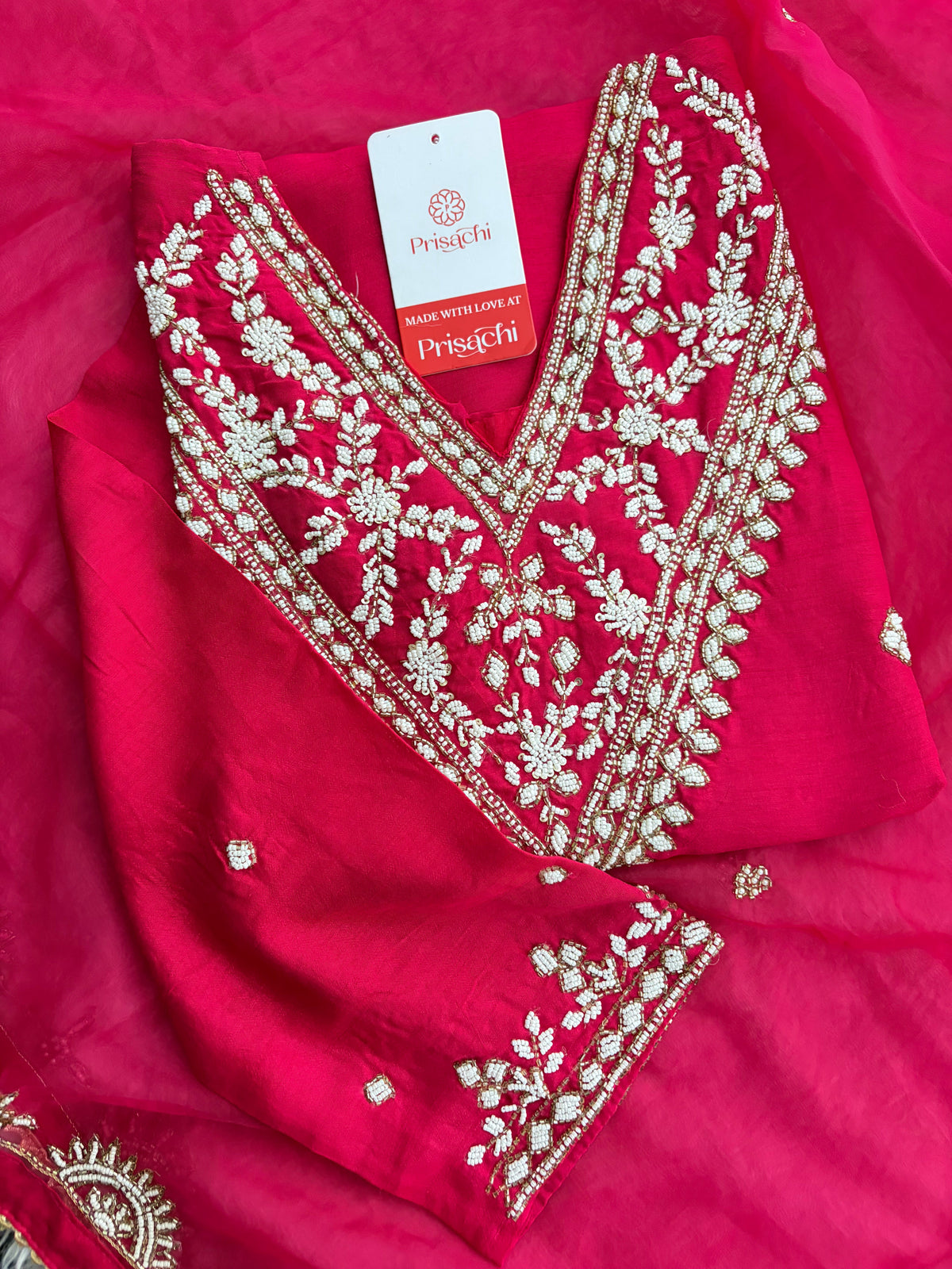Pink Designer Embroidered Ethnic Kurta Set with Straight Pants & Dupatta
