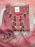 Onion Pink Hand-Embroidered Designer Kurta Set with Pant & Dupatta