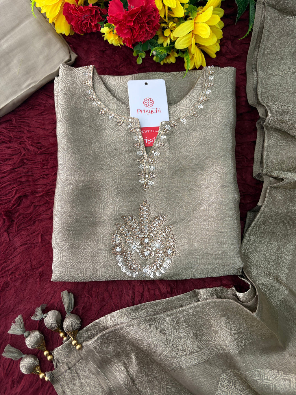 Embroidered Ethnic Kurta Set for Women with Palazzo Pant & Dupatta | Festive Wear & party Wear