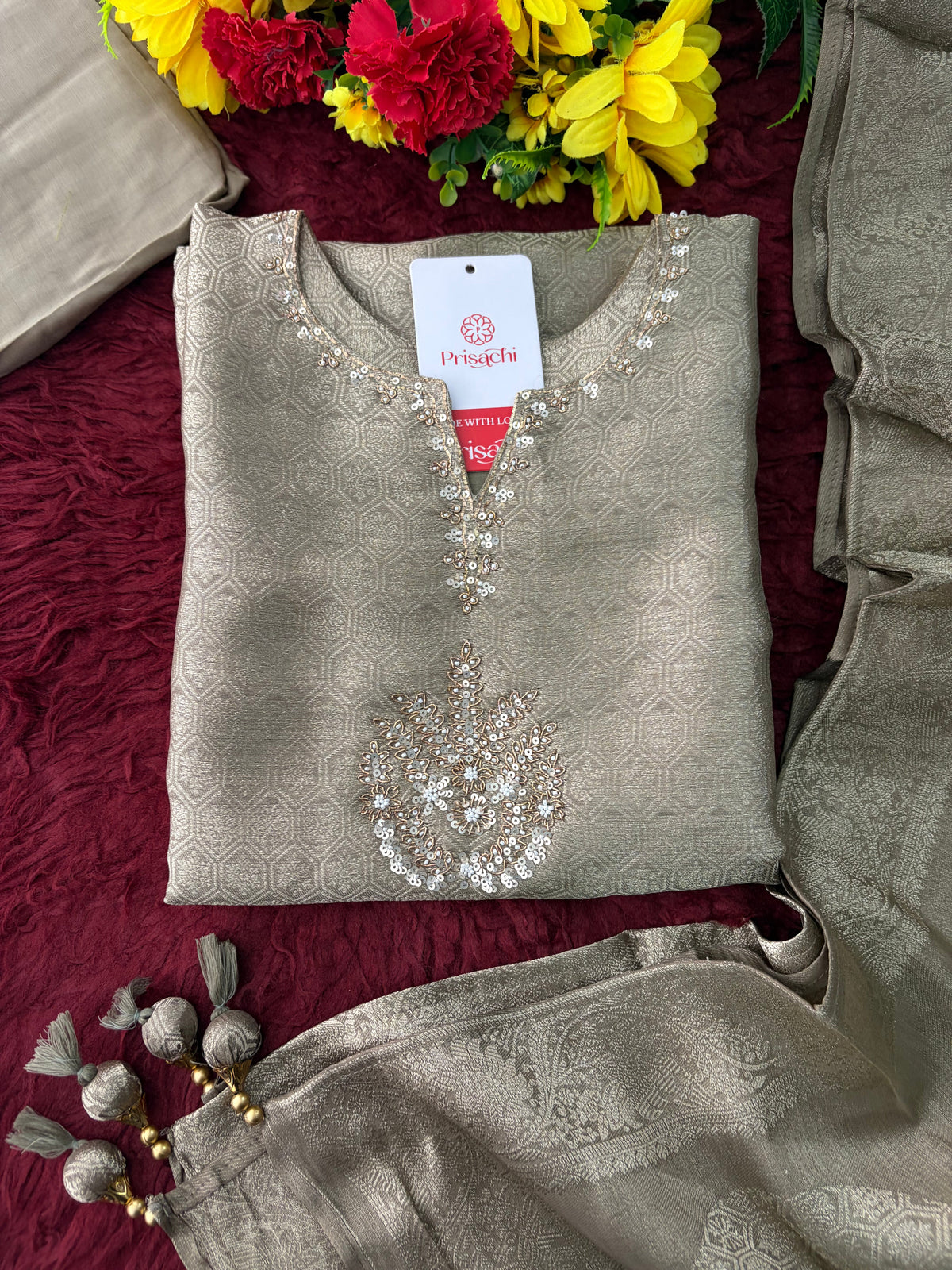 Embroidered Ethnic Kurta Set for Women with Palazzo Pant & Dupatta | Festive Wear & party Wear
