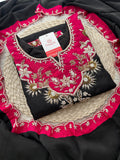 Black Zardozi Embroidered Kurta Set with Pants & Dupatta for Women | Festive & Wedding Wear Ethnic Suit