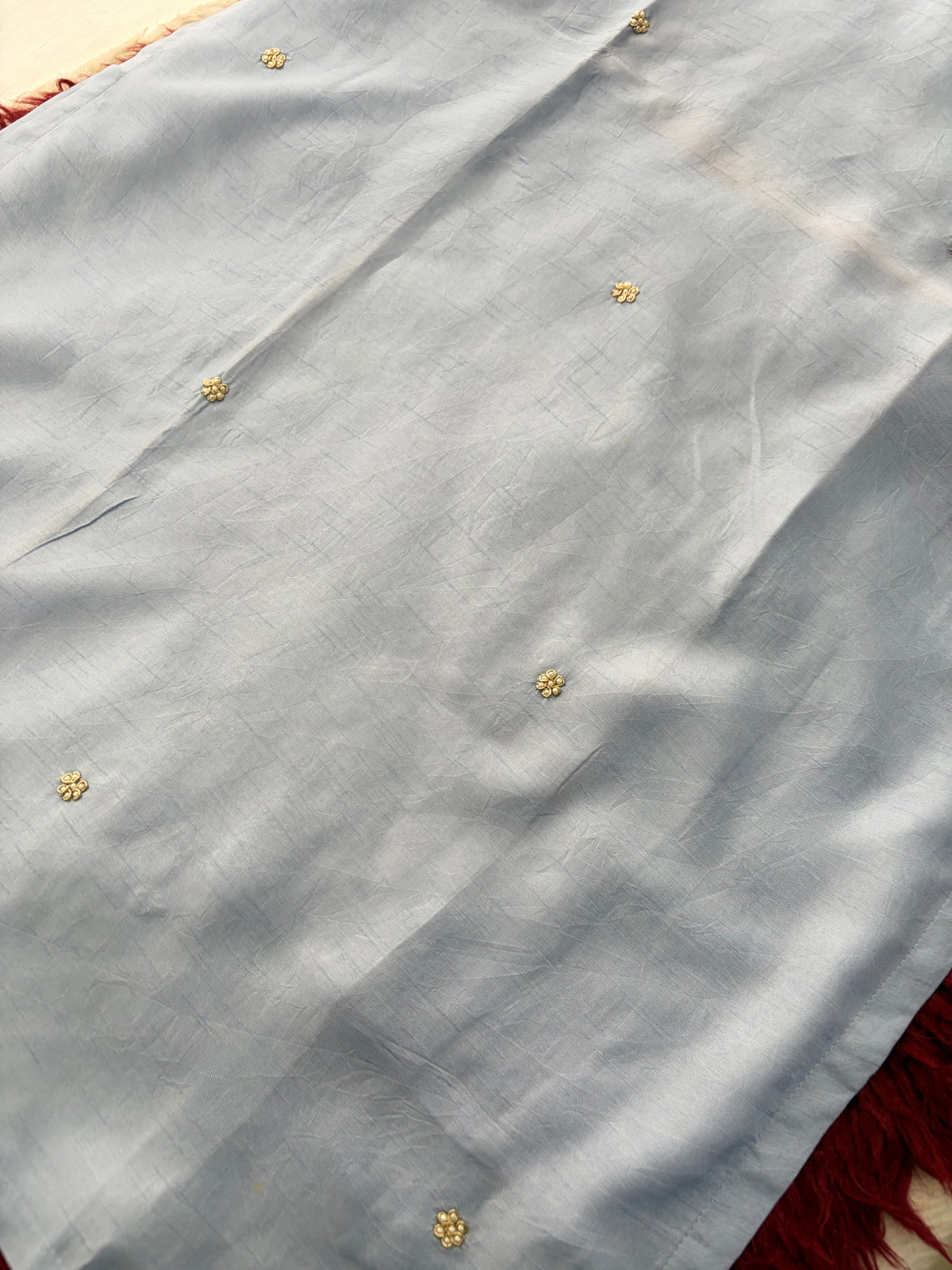 Pastel Blue Embroidered Kurta Set for Women with Straight Pants & Dupatta | Elegant Office & Daily Wear