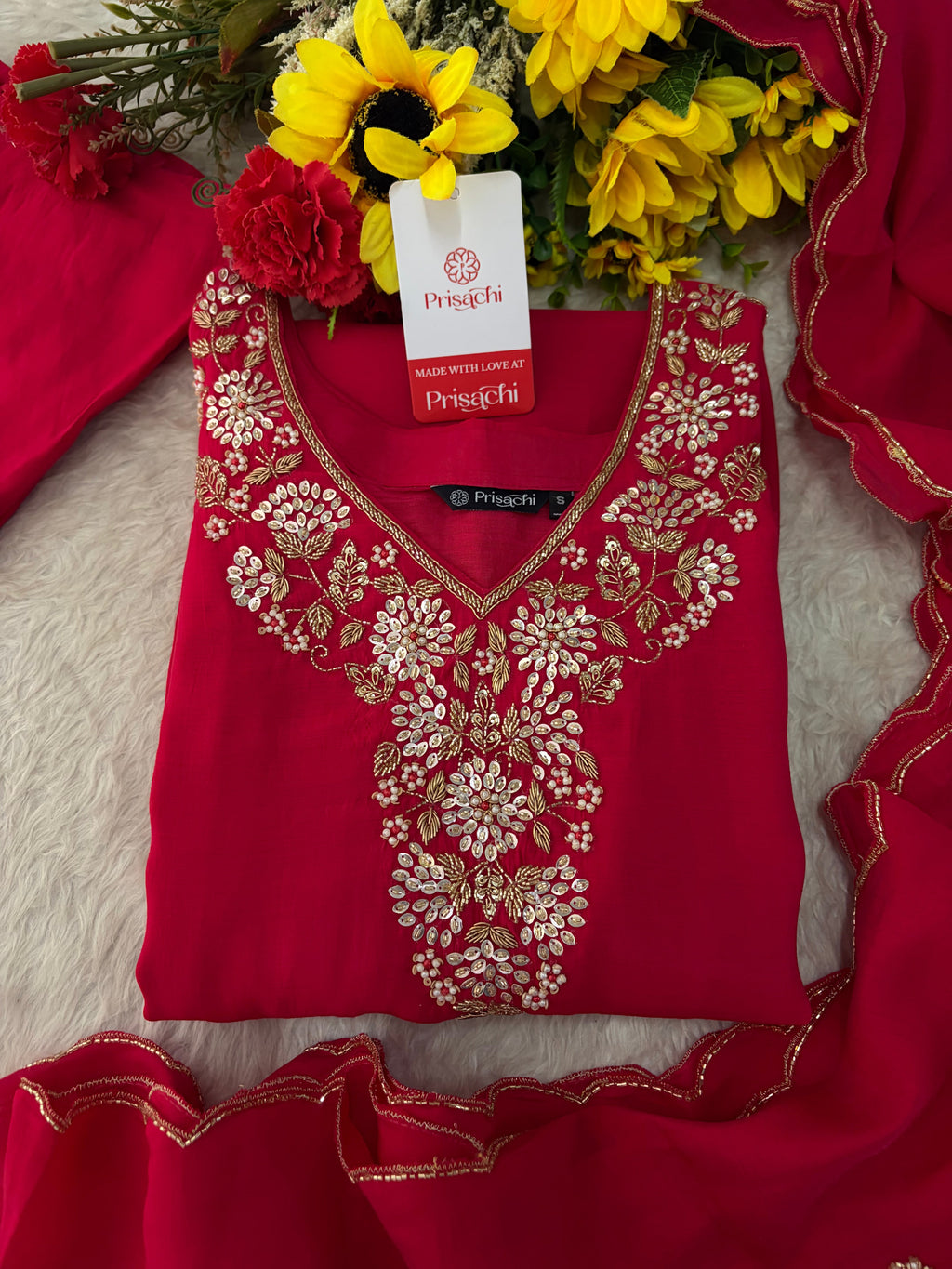 Embroidered Kurta Set for Women with Pants & Dupatta | Ethnic Party and Festive Suit set
