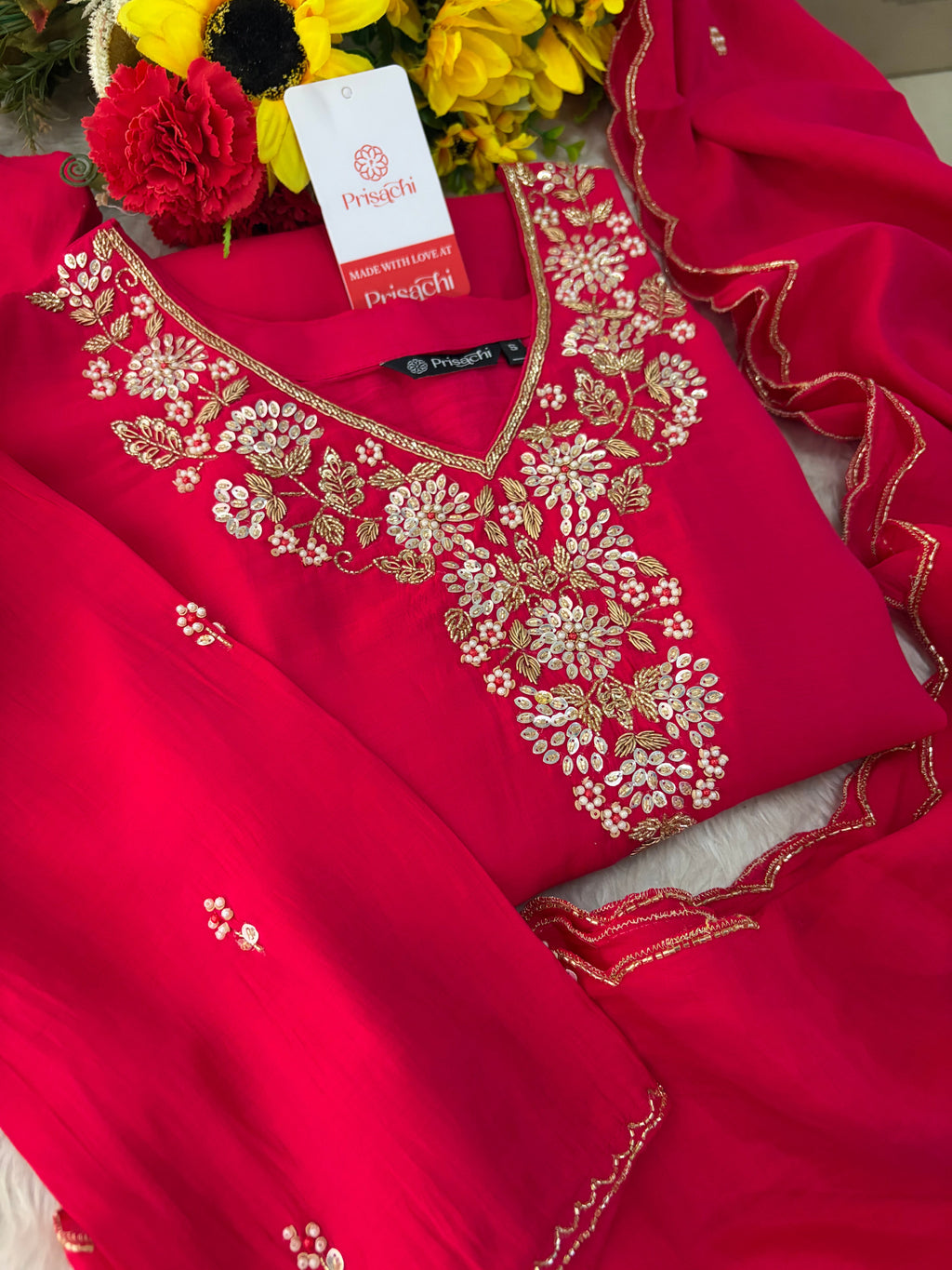 Embroidered Kurta Set for Women with Pants & Dupatta | Ethnic Party and Festive Suit set