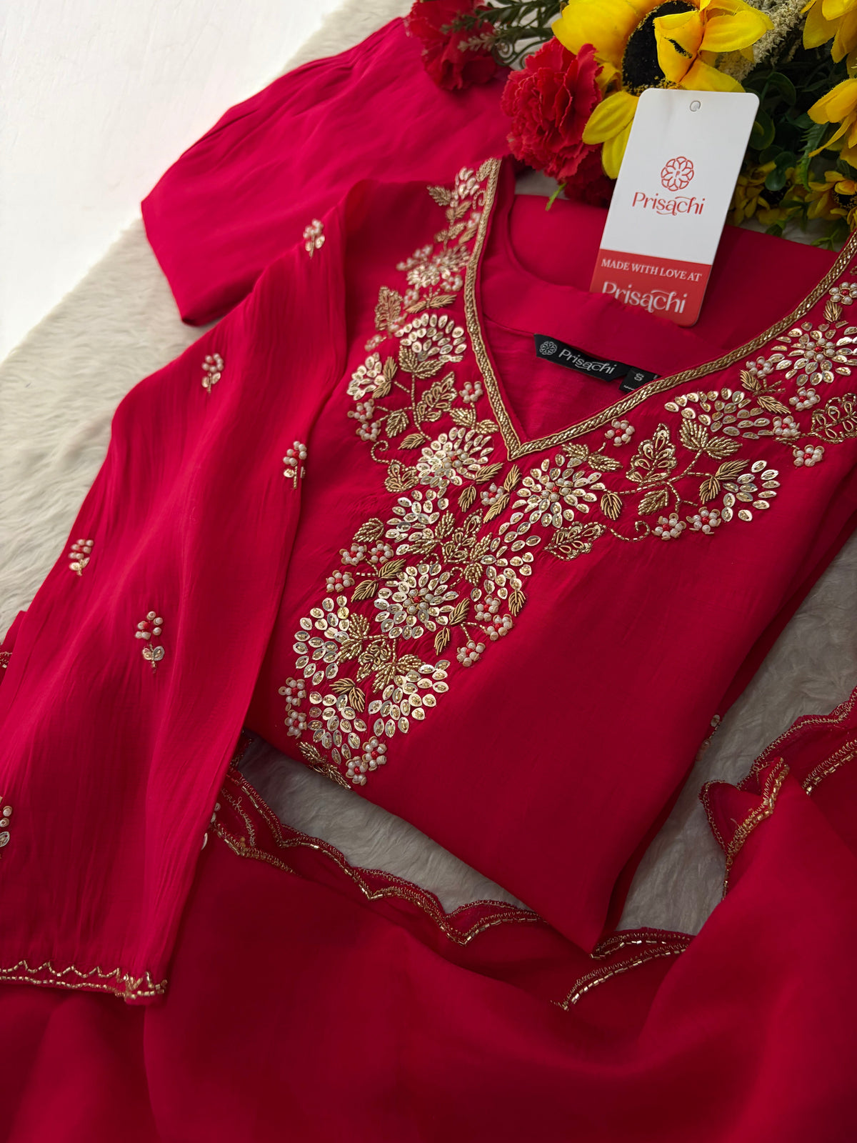 Embroidered Kurta Set for Women with Pants & Dupatta | Ethnic Party and Festive Suit set
