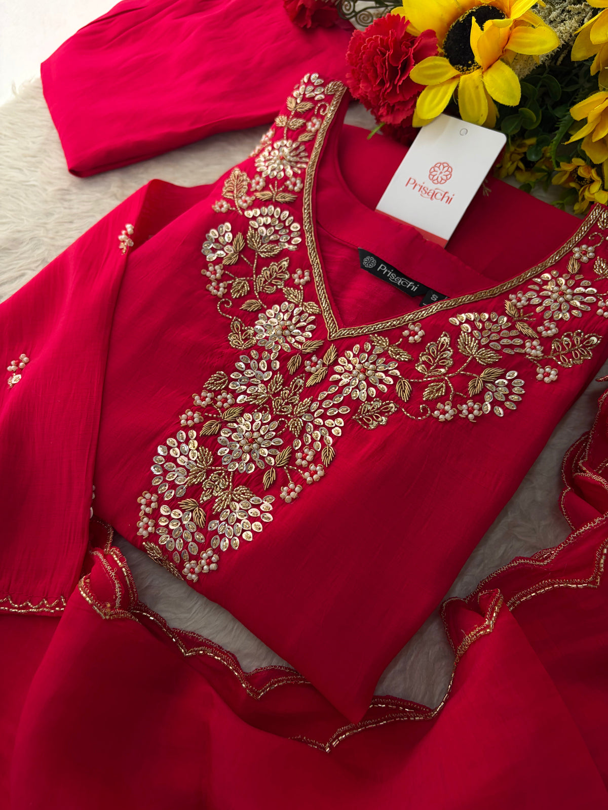 Embroidered Kurta Set for Women with Pants & Dupatta | Ethnic Party and Festive Suit set
