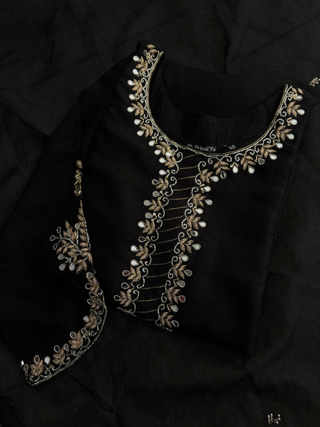 Elegant Black Embroidered Kurta Set for Women with Straight Pants and Dupatta | Festive & Party Wear