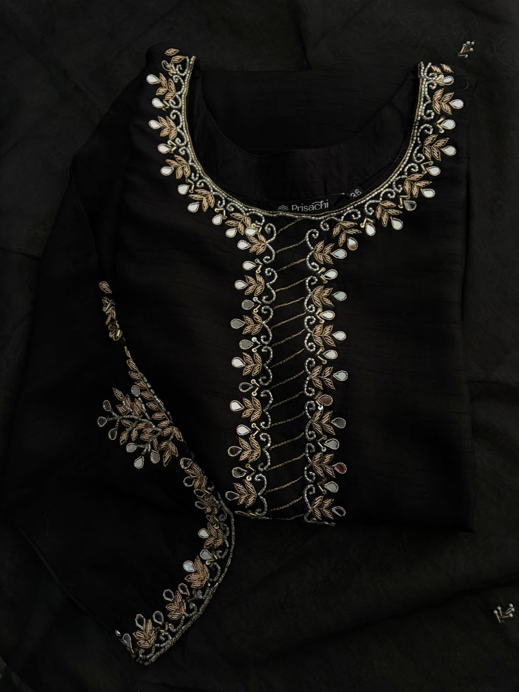 Elegant Black Embroidered Kurta Set for Women with Straight Pants and Dupatta | Festive & Party Wear
