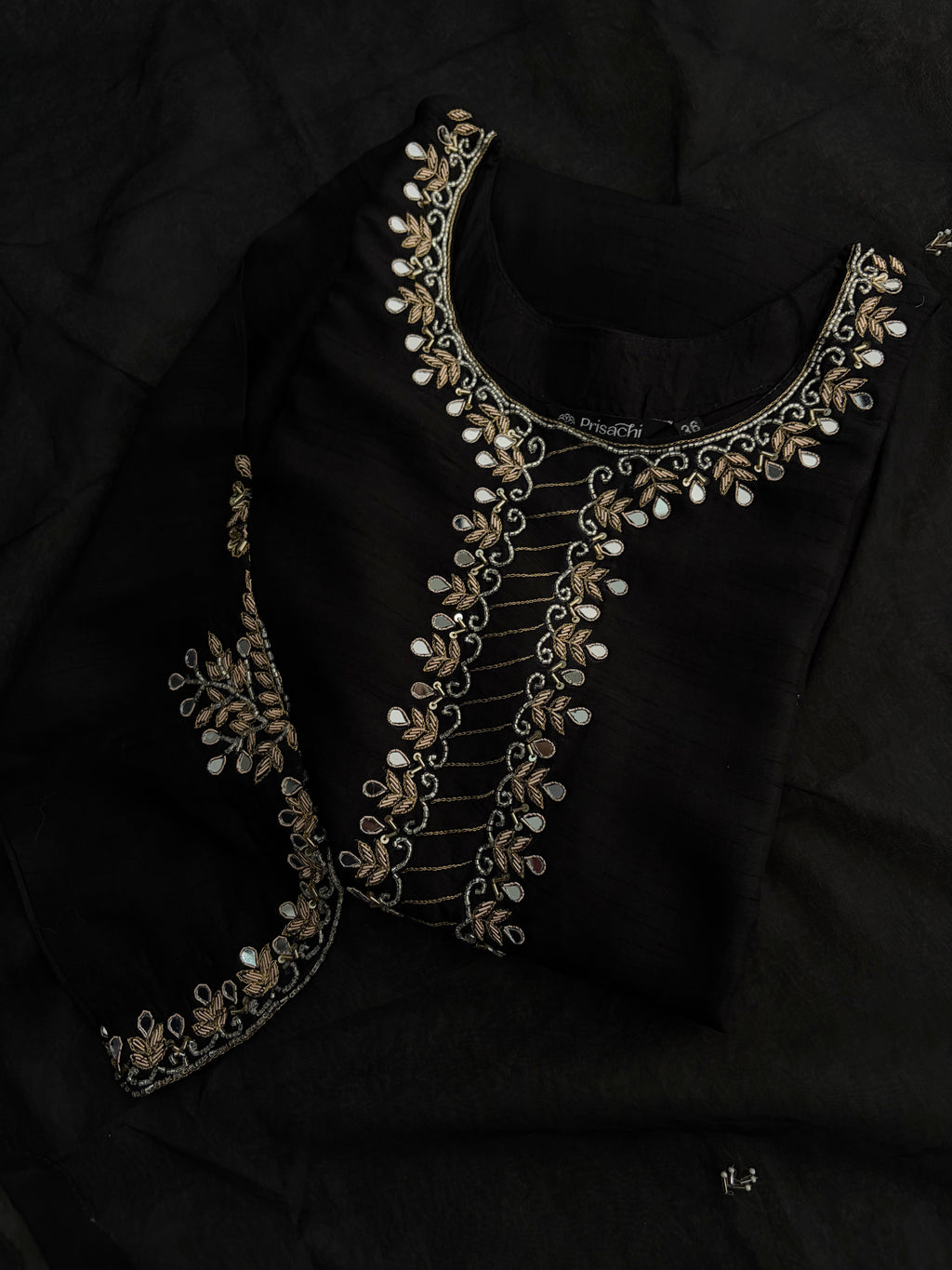 Elegant Black Embroidered Kurta Set for Women with Straight Pants and Dupatta | Festive & Party Wear