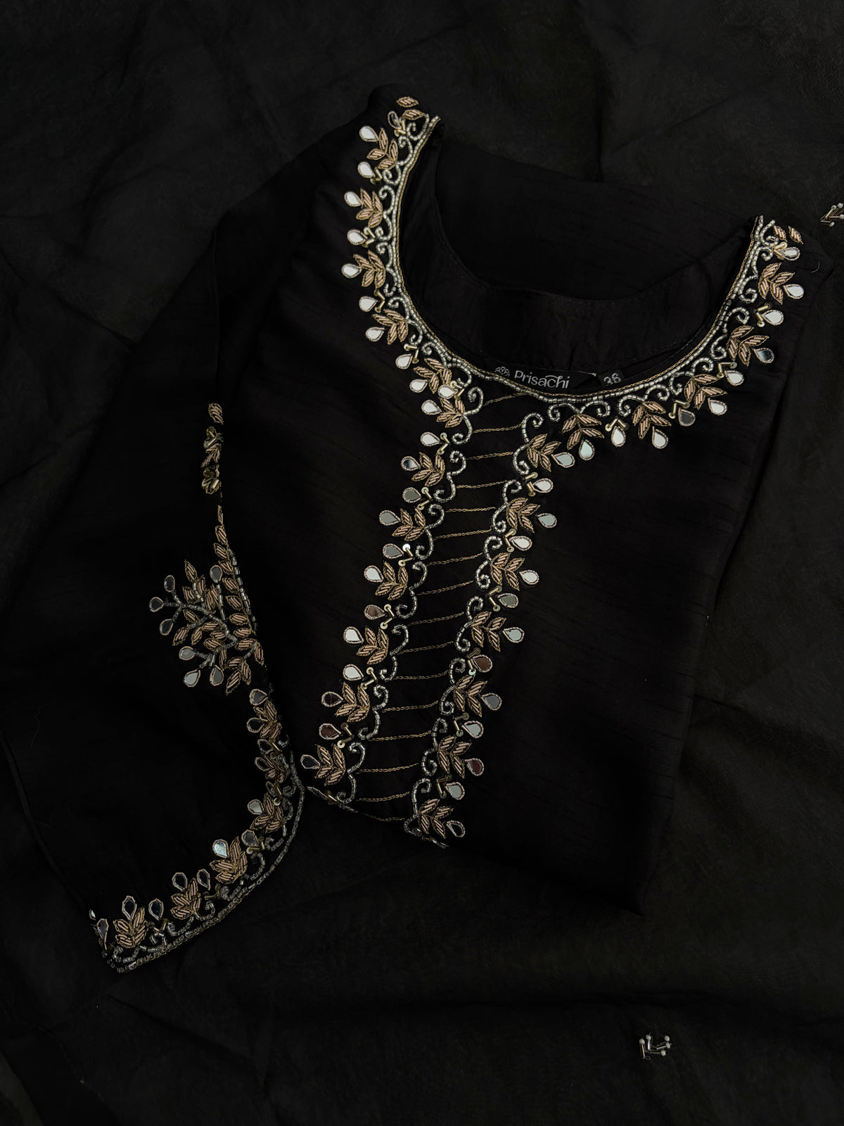 Elegant Black Embroidered Kurta Set for Women with Straight Pants and Dupatta | Festive & Party Wear