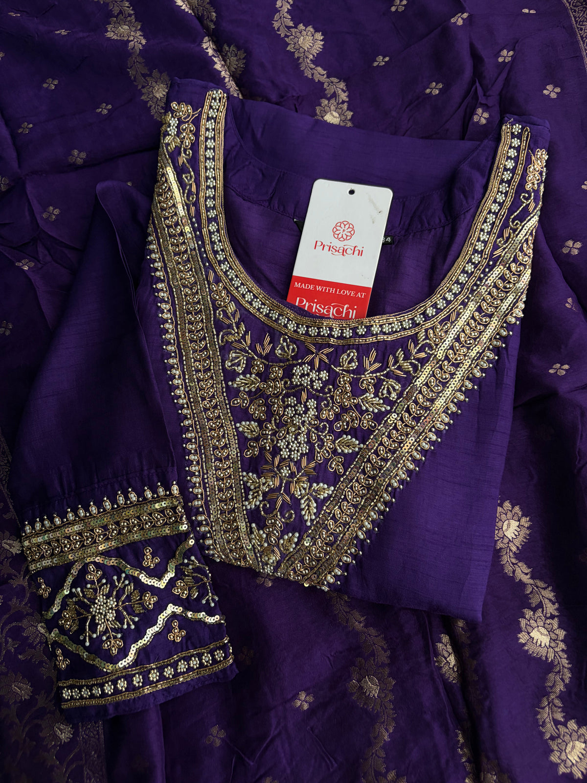 Purple Embroidered Kurta Set With Palazzo Pants & Dupatta For Women| Traditional, Festive & Party Wear