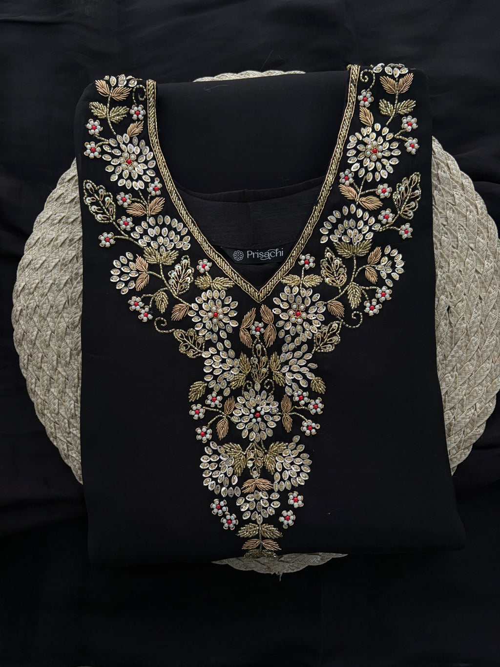 Black Embroidered Kurta Set for Women with Pants & Dupatta | Traditional Festive Wear