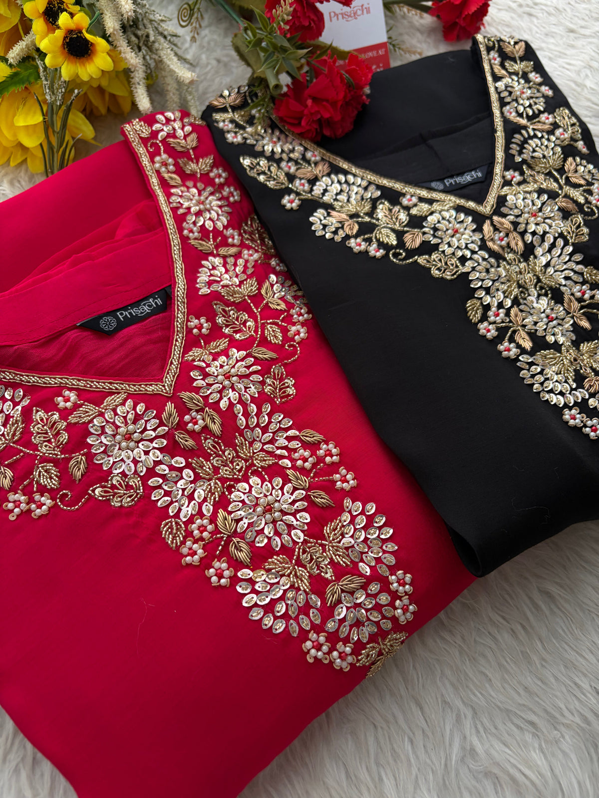 Black Embroidered Kurta Set for Women with Pants & Dupatta | Traditional Festive Wear