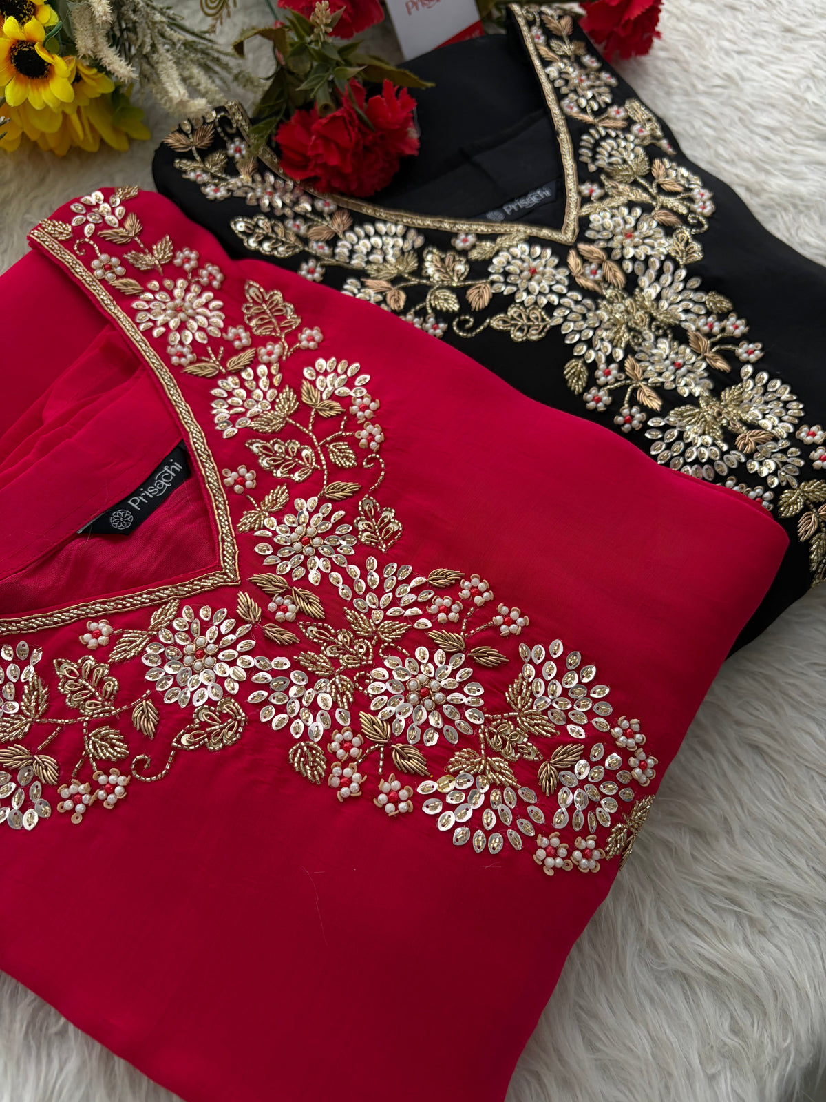 Black Embroidered Kurta Set for Women with Pants & Dupatta | Traditional Festive Wear
