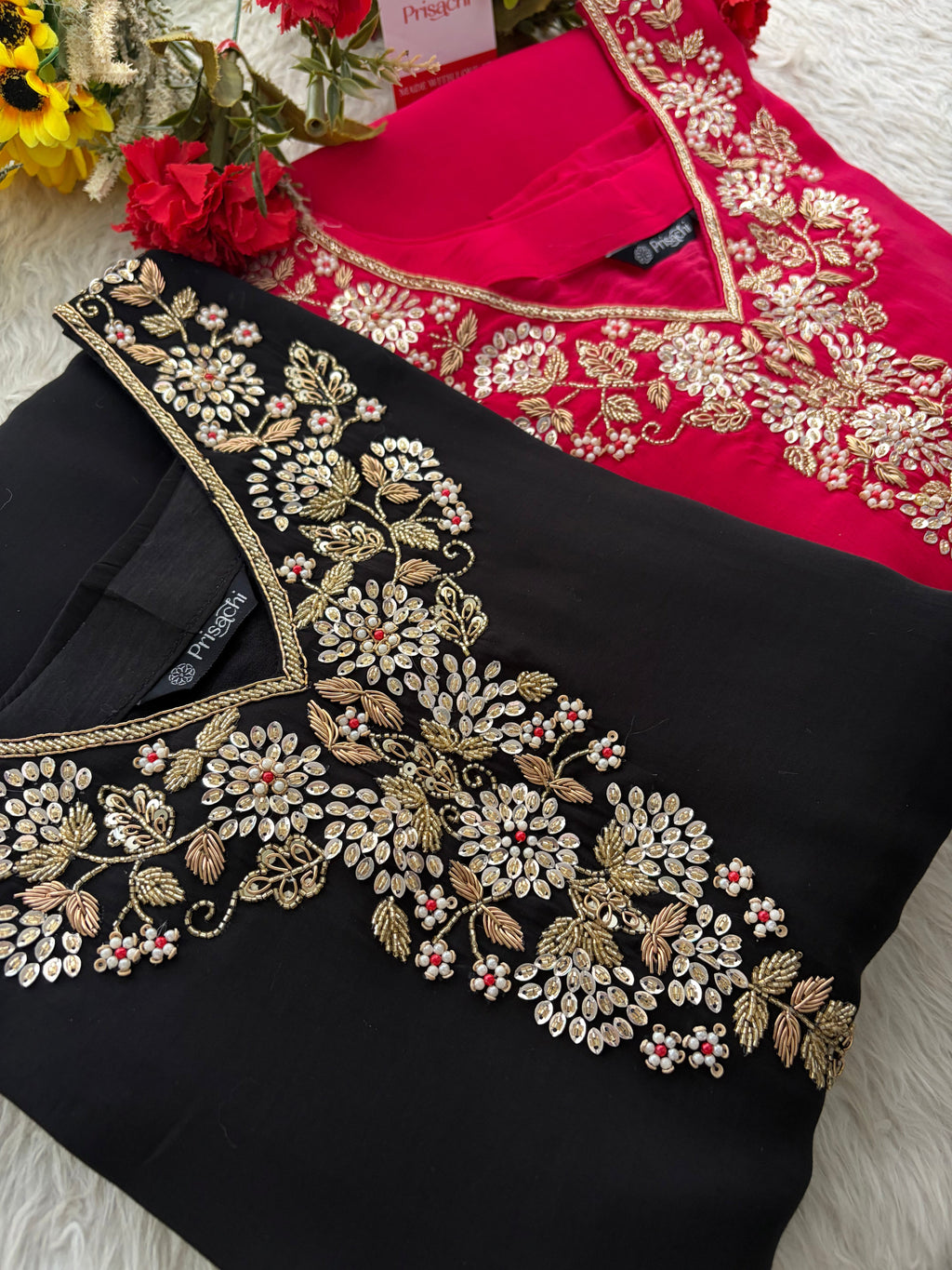 Black Embroidered Kurta Set for Women with Pants & Dupatta | Traditional Festive Wear
