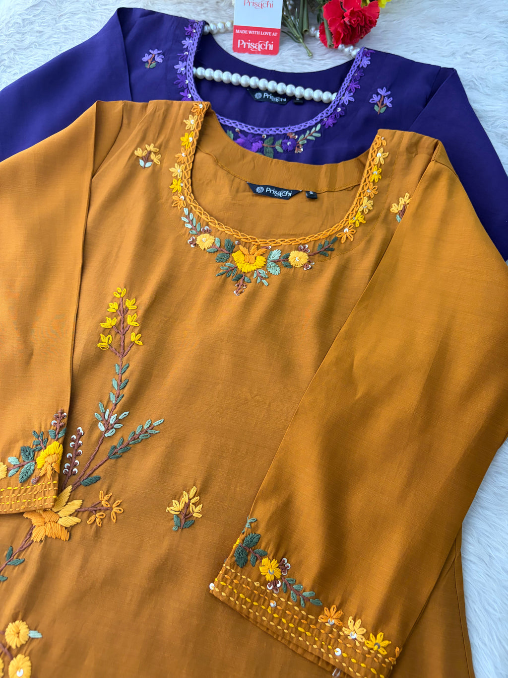 Women Thread Embroidered Kurti Pant Co-ord Set | Ethnic Office & Casual Daily Wear