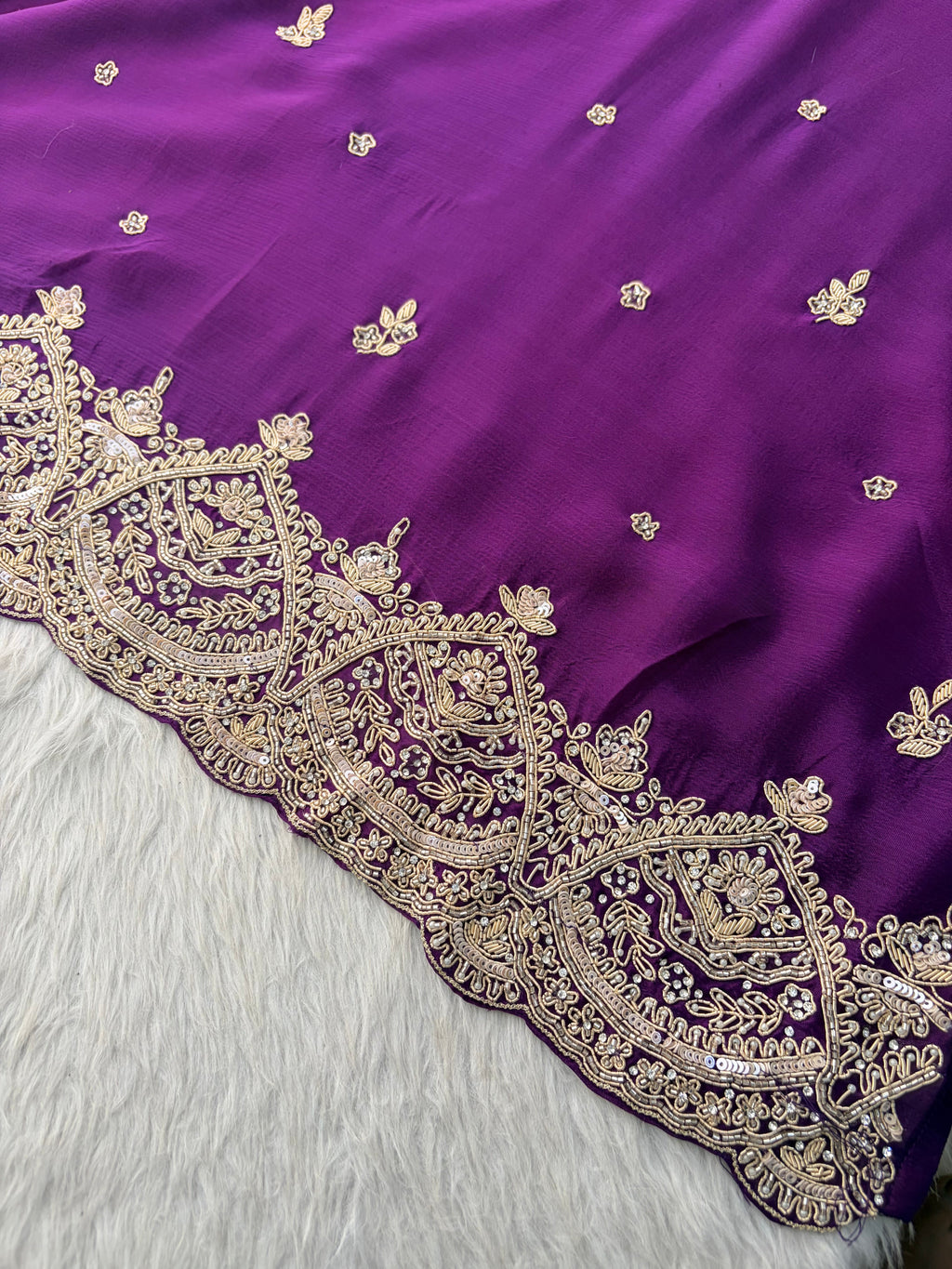Purple Zardozi Embroidered Kurta Set for Women with Pants & Dupatta | Traditional Ethnic wear
