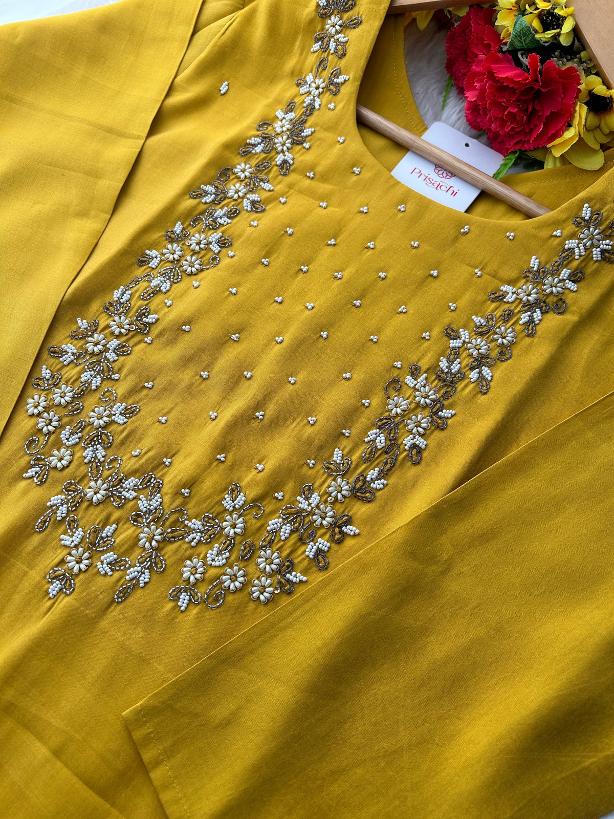 Yellow Embroidered Kurta Set with Pants & Dupatta for Women | Traditional Ethnic Wear