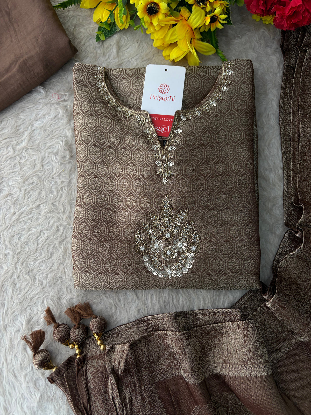 Embroidered Ethnic Kurta Set for Women with Palazzo Pant & Dupatta | Festive Wear & party Wear