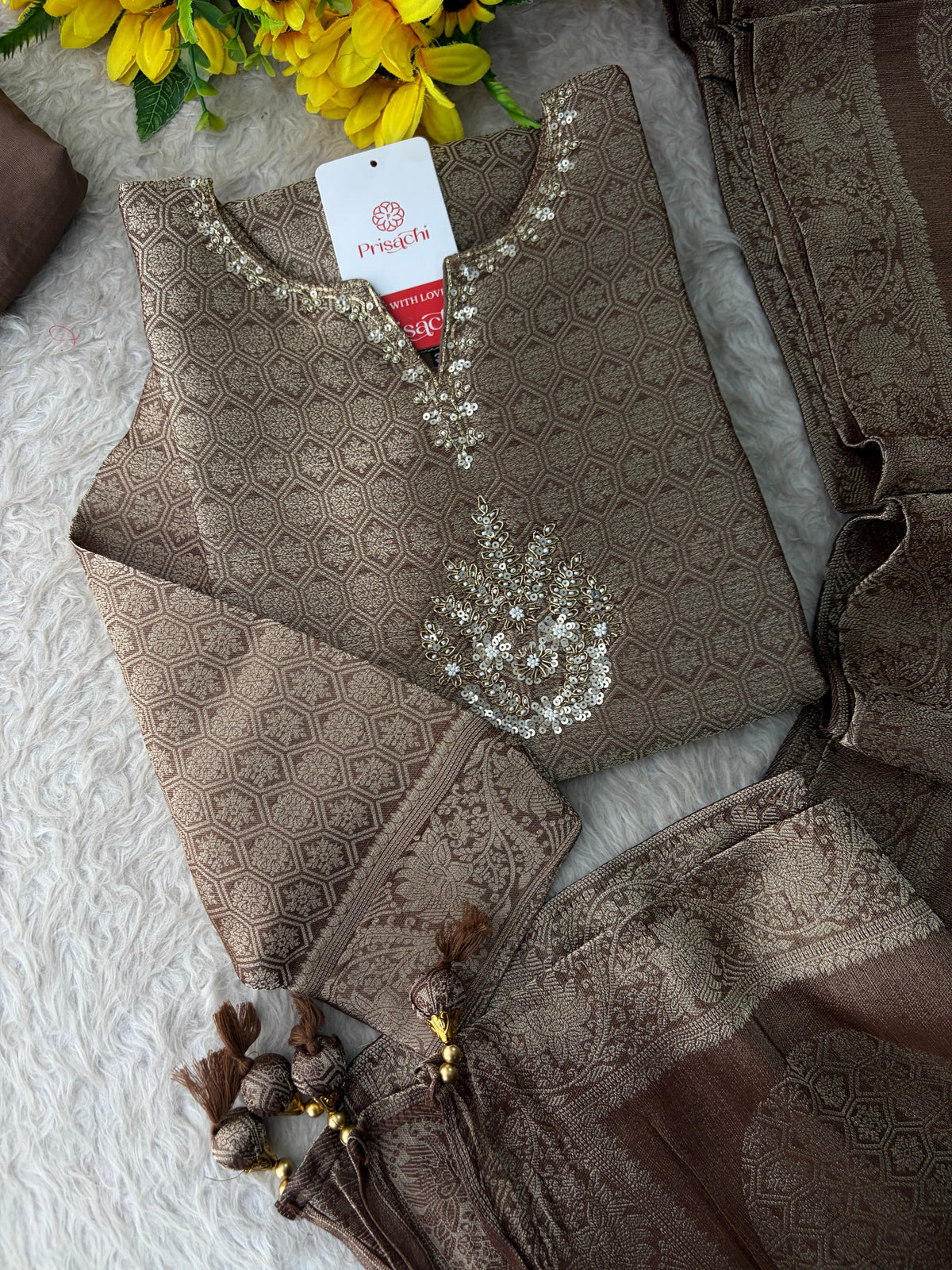 Embroidered Ethnic Kurta Set for Women with Palazzo Pant & Dupatta | Festive Wear & party Wear